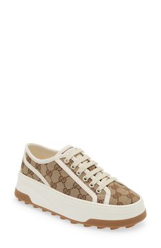 Gucci GG Canvas Platform Sneaker (Women) | Nordstrom Luxury Low-top Platform Sneakers With Logo, Gucci High-top Sneakers With Logo, Gucci High-top Logo Sneakers, Sporty Gucci Sneakers With Contrast Sole, Sporty Lace-up Platform Sneakers With Embroidered Logo, Gucci Designer Platform Sneakers With Round Toe, Designer Gucci Platform Sneakers With Round Toe, Gucci Low-top Platform Sneakers With Branded Insole, Gucci Lace-up Sneakers With Embroidered Logo