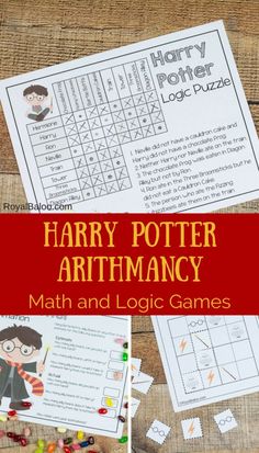 the harry potter math and logic game is shown with text overlay that reads, harry potter