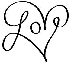 the word love written in cursive writing on a black and white background