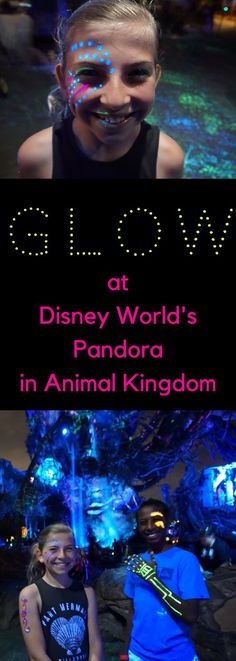 two children with their faces painted like disney world's pandara in an animal kingdom