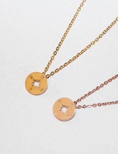 Gorgeous dainty compass charm necklace in gold. Approx size: 10mm Stainless steel jewelry is made of a steel alloy that contains chromium. The good thing about stainless steel is that it does not corrode or rust. Stainless steel jewelry is pretty easy to clean. Simply follow these steps: 1) Pour some warm water in a small bowl, and add some mild dishwashing soap. Gently wipe the stainless steel jewelry with the damp cloth until the piece is clean. Dry the jewelry well with a clean towel, and the Rose Gold Round Jewelry With Compass Design, Round Rose Gold Jewelry With Compass Design, Gold Compass Design Necklace In Stainless Steel, Gold Stainless Steel Necklace With Compass Design, Gold Stainless Steel Compass Necklace, Dainty Rose Gold Stainless Steel Necklace, Rose Gold Stainless Steel Charm Necklace With Round Pendant, Rose Gold Stainless Steel Round Pendant Charm Necklace, Gift Compass Design Stainless Steel Necklace