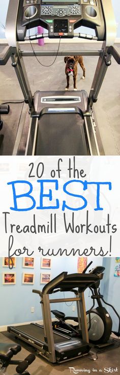 the treadmill workout machine with text overlay reading 20 off the best treadmill workouts for runners