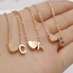 5pcs 45cm Polished Stainless steel Heart Alphabet pendant Personalized Stamping Necklace, steel Heart Necklace,A-Z Alphabet Charm Chain✿ QTY: 5pcs✿ Pendant Size: 3x8x1.9mm ✿ Chain Length:18"(45cm) ✿ Chain Thickness: 1.5mm✿ Material: 316 Stainless Steel✿Color: Rose Gold✿ Nickel Free & Lead FreeTop Quality Triangle Necklaces, Mirror Finish, Smooth edges, Highly Polished Stainless Steel horizontal Triangle . ***These are top qualityTriangle With chains.***These come in Silver, Gold or Rose Gold Valentine's Day Alloy Pendant Charm Necklaces, Heart-shaped Alloy Charm Necklaces For Gifts, Heart Charm Necklace In Alloy As A Gift, Alloy Heart Charm Necklace As Gift, Heart Charm Necklace In Alloy For Gift, Alloy Heart Pendant Necklace As Gift, Alloy Heart Pendant Necklace For Gift, Heart Pendant Necklace In Alloy As Gift, Gift Heart Pendant Necklace In Alloy