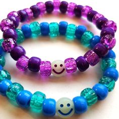 Glitter Kandi Bracelet Set Of 2 (Blue And Purple) Shown In Listing. Price Is Firm, However There Are Many Other Things In My Shop I Am Willing To Take Offers On :) Bracelets Are 30 Beads Around, And Made With Stretch Cord, Pony Beads, And Glow In The Dark Smiley Beads. *Expose Smiley Beads To Light For Best Glow In The Dark Results* Tags: Edc, Edm, Rave, Festival, Kandi, Plur, Kawaii, Kandi Bracelet, Single Kandi Bracelet, Glow In Dark, Beaded Bracelet, Word Bracelet, Heart Emoji Bracelet, Lette Kawaii Kandi, Festival Kandi, Smiley Beads, Pulseras Kandi, Letter Bead Bracelets, Diy Kandi Bracelets, Pony Bead Bracelets, Purple Beaded Bracelets, Beautiful Beaded Bracelet