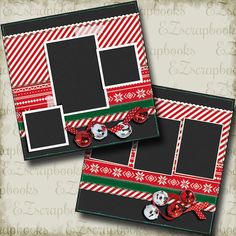 two frames with christmas decorations on them