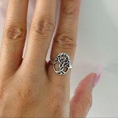 925 Sterling Silver Height: 15mm Finish: Oxidized Can Be Worn: On Multiple Fingers Symbolizes: Life And Growth Sterling Silver Tree Of Life Jewelry, Sterling Silver Tree Of Life Jewelry For Anniversary, Ring Tree, Tree Of Life Ring, Sterling Silver Thumb Rings, Life Ring, Life Color, Tree Rings, Silver Tree