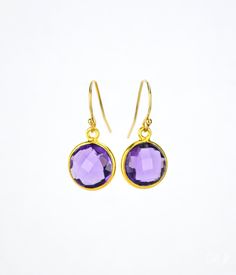 We're celebrating the month of February with beautiful Purple Amethyst Quartz earrings! You can choose your favorite gemstone shape and size to fit your style. These earrings would make a great gift for birthdays or holidays, or if you just need a bit of vibrant purple in your jewelry fashion.The gemstones are listed in the following order:1. Large Teardrop - 18 x 25mm2. Medium Teardrop - 9 x 13mm3. Small Teardrop - 6 x 9mm4. Small Round - 10mm5. Large Round - 18mm6. Diamond Prong - 8 x 13mm7. P Gold Faceted Crystal Earrings For Gift, Drop Earrings With Ear Wire For Birthday, Purple Faceted Jewelry For Gift, Faceted Purple Jewelry For Gifts, Crystal Earrings For May Birthstone Gift, Faceted Purple Jewelry Gift, Gemstone Hoop Earrings As A Gift, Adjustable Gemstone Hoop Earrings For Gift, Adjustable Gemstone Hoop Earrings As Gift