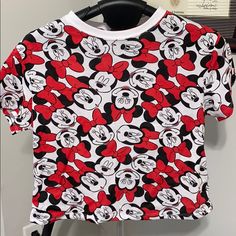 Girls Size 14 (L) Top! Never Worn But Fit As A Crop Top On Me As I Am A Women’s Size S/M! Trendy White Mickey Mouse Tops, Trendy White Tops With Mickey Mouse Design, Playful Red Mickey Mouse Top, Fun Red Minnie Mouse Top, Casual White Minnie Mouse Top, Cute White Minnie Mouse Top, Cute White Minnie Mouse Tops, Casual Red Minnie Mouse Top, Cute Red Mickey Mouse Top