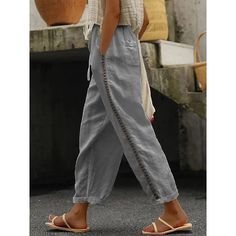 Season:Spring, Fall, Winter, Summer; Fabric:Linen Cotton Blend; Gender:Women's; Style:Casual Daily; Elasticity:Inelastic; Occasion:Outdoor,Going out; Fit Type:Regular Fit; Function:Comfortable,Breathability; Pattern:Plain; Design:Side Pockets,Drawstring; Pants Type:Pants Trousers; Front page:FF; Listing Date:02/23/2024; Production mode:External procurement; Hips:; Length:; Waist:; Fit US Size:; Fit UK Size:; Fit EU Size:; Pants Length:Ankle-Length; Print Type:non-printing Linen Pant, Cotton Linen Pants, Summer White, Wide Leg Linen Pants, Beach Casual, Trouser Pants Women, Plain Design, Type Of Pants, Pants Length