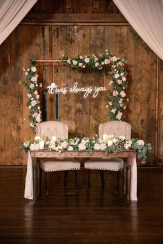 a table with flowers and candles on it in front of a sign that says thank always you