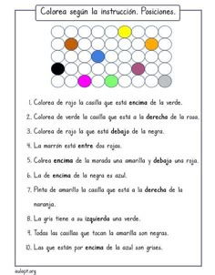 an activity sheet for students to learn spanish with pictures and words on the back ground