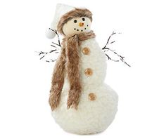 a snowman with a hat and scarf on it's head, standing in front of a white background