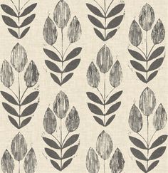 a drawing of leaves is shown on a beige background with black lines and gray spots