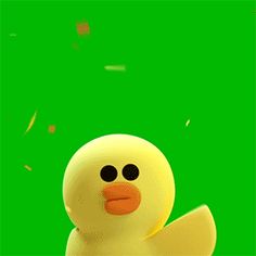 a yellow rubber duck floating on top of a green screen with the words happy easter written below it