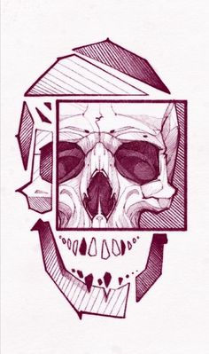 a drawing of a skull with sunglasses on it's face and an arrow in the middle