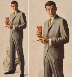 1950's mens suits styles - Continental 1960s Mens Fashion, 1960s Fashion Mens, 60s Men, Mens Suit Style, Flannel Suit