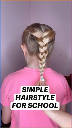 Heres an easy hairstyle for school. Simple hair tutorial for girls. Fun Hairstyles With Braids, Easy Hairstyles For Girls With Long Hair, School Hairstyles Middle School, Hairstyle For Traveling, Easy Hairstyles For Kids Long Hair, Girls Hairstyles For School Easy, Hair Styles For Girls For School, Hairstyles For Girls Short Hair, School Hairstyles Easy For Kids