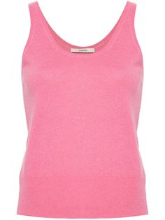 hot pink cashmere knitted construction scoop neck sleeveless ribbed hem Fine Knit Scoop Neck Top, Pink Cashmere Tops For Spring, Casual Sleeveless Cashmere Tops, Stretch Fine Knit Tank Top, Pink Fine Knit Cashmere Tops, Hot Pink Tank Top, Casual Cashmere Sleeveless Vest, Spring Fine Knit Tank Top, Fine Knit Tank Top For Spring