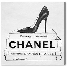 Mercer41 Simplicity in Fashion Graphic Art on Wrapped Canvas Size: 50" H x 50" W x 2" D Fashion Canvas Art, Graphic Wall Art, Glam Wall Art, Fashion Wall Art, Unique Shoes, Chanel Fashion, Fashion Graphic, Glam Fashion, Oliver Gal