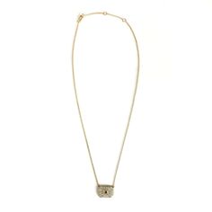 14K Yellow Gold 80 Round Brilliant Diamonds = 1.03ctw., G-H/SI1-2 2 Baguette Diamonds = 0.16ct., G-H/VS2-SI1 The pendant measures 15mm wide x 10mm tall. Length = 18" Diamond Necklace With Rectangular Pendant, Luxury Gold Baguette-cut Diamond Necklace, Rectangular Diamond Cut Diamond Necklace, Gold Necklaces With Baguette Diamonds, Luxury Baguette Diamond Jewelry, Yellow Gold Jewelry With Diamond Accents Rectangular Pendant, Gold Necklace With Baguette Diamonds, Luxury Gold Necklace With Radiant Cut, Gold Radiant Cut Diamond Necklace