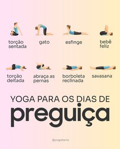 yoga poses for beginners in spanish and english, with the words'yoga para os dias de prequica '