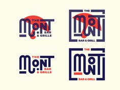 four different logos for the bar and grill