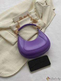 BirdinBag - Chic Chain Hobo Bag - Embrace Minimalist Style Purple Shoulder Bag With Chain Strap, Purple Shoulder Bag With Chain Strap For Everyday, Everyday Purple Shoulder Bag With Chain Strap, Purple Everyday Bag With Chain Strap, Chic Purple Shoulder Bag With Chain Strap, Purple Chain Strap Bag For Daily Use, Purple Bag, Hobo Handbag, Word Wrap