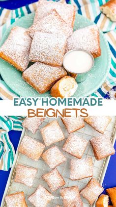 two plates with pastries on them and the words easy homemade beginners written below