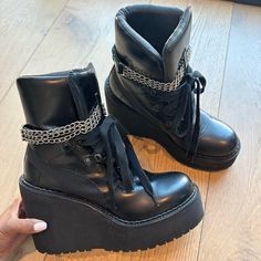 Fenty Puma By Rihanna Boots Great Condition!! Size 8 (I Am Usually A Size 9 And These Fit Me Very Well) Black Chunky Moto Boots For Streetwear, Fenty Boots, Rihanna Boots, Puma Fenty, Rihanna Fenty, Fenty Puma, Puma Women, Puma Shoes, Pumas Shoes