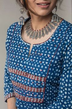 Indigo Blue Kurti Designs, Cotton Straight Kurta Designs, Straight Kurti Neck Designs Latest, Patchwork Suit Designs, Tops Neck Designs Latest, Indigo Kurta Designs, Cotton Indigo Kurti Designs, Indigo Kurti Designs Latest, Strait Kurti Designs Latest