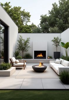 California Landscaping Landscape Ideas California, Contemporary Backyard Landscaping, Minimalist Backyard, Modern Landscape Design Front Yard, California Landscaping, Concrete Backyard, Contemporary Backyard, California Backyard, Ranch House Exterior