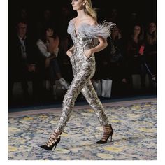 Princess Di Vibes Anyone? The Nod To An 80s Pantsuit In Regal Silver Brocade And A Bustier Top With Slim Pants (W Pockets)..This Was Accessorized W Feathers For The Actual Runway (And You Can Easily Add A Diamond Choker Or Fur Stole For Similar Effect). Im 5'9 34b 25w 35 Hip And Both Fit Like A 2/4 (Pants Are Marked Au 10 But U Can See How They Fit Me Well).I Normally Wear A 2 In Alice Mccall. Mint Condition, Just Worn For Interview Pics. Vibes Retrofete Luxury Jumpsuits And Rompers For Gala, Fitted Jumpsuits And Rompers For Party, Fitted Trousers Jumpsuits And Rompers For Party, Fitted Trousers Jumpsuit For Party, Glamorous Fitted Pants For Gala, Glamorous Fitted Silver Pants, Blue Feather Pants, 80s Pantsuit, 70s Silver Pants