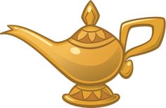 a golden teapot with a leaf on the top