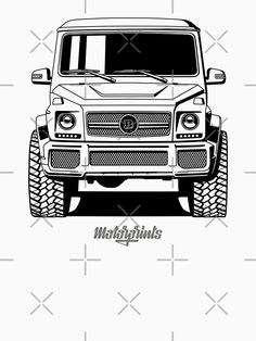 a black and white drawing of a mercedes g - class