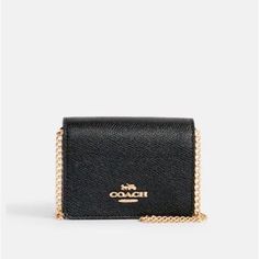 Nwt Coach Mini Crossbody Card Holder Coach Crossbody Wallet For Travel, Chic Compact Black Bag, Chic Black Compact Bag, Coach Classic Crossbody Wallet, Classic Coach Crossbody Wallet, Coach Luxury Crossbody Wallet On Chain, Luxury Coach Crossbody Wallet On Chain, Luxury Coach Wallet On Chain Crossbody, Luxury Coach Wallet On Chain With Detachable Strap