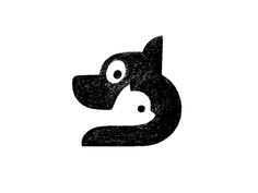 a black and white drawing of a dog's head with eyes drawn on it