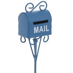 a blue mailbox with the word mail on it