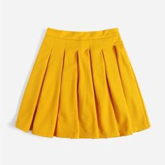 New Without Tags Size Medium Yellow Pleated Casual Yellow Pleated Mini Skirt, Yellow School Skirt For Spring, Casual Solid Yellow Skirt, Yellow Pleated Skirt, Shein Skirts, Pleaded Skirt, Sports Outfit, Disney Outfit, Yellow Skirt