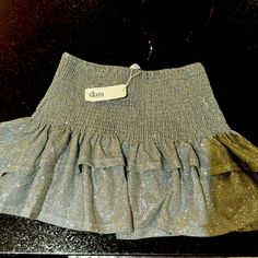 Nwt Glam Metallic Silver Tired Smocked Skirt Size Small. Casual Gathered Skirt For Party, Stretch Skirt With Smocked Back, Chic Fitted Mini Skirt With Smocked Back, Aztec Skirt, Red Leather Skirt, Glitters Skirt, Smocked Skirt, Color Block Skirt, Red Mini Skirt