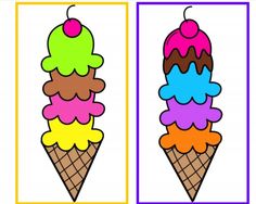 an ice cream cone with two different colors on the top and one in the bottom