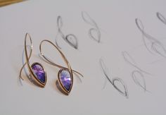 Amethyst and rose gold hand forged earrings Kay Jewelry, Sea Life Jewelry, Wire Work Jewelry, Work Jewelry, Silver Jewelry Handmade, 925 Silver Jewelry, Amethyst Earrings, Jewelry Companies