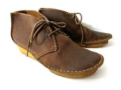 CLARKS ORIGINALS US 6M Faraway Canyon Booties Brown Leather Wedge Crepe Soul | eBay Born Leather Shoes, Dessert Boots Women Clarks, Clark Leather Shoes, Clark Shoes For Women Boots, Clark’s Boots, Clarks Shoes Women's Boots, Brown Leather Wedges, Clarks Originals, Leather Wedges