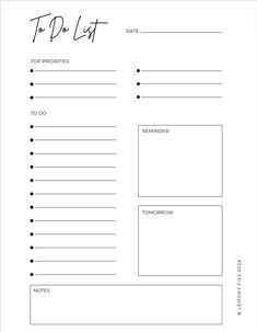 the printable to do list is shown in black and white