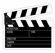 a black and white movie clapper sticker