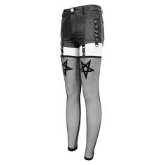 Material:?Faux leather; Polyester 
Weight: 0.3KG 
Size: XS-3XL 
SKU:?PT162 Short Cuir, Punk Pants, Stocking Designs, Faux Leather Shorts, Leg Sleeves, Five Pointed Star, Star Design, Leather Shorts, Mesh Material