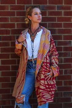 The Dahlia Patchwork Jacket in Espresso – Spirited Boutiques Popped Collar, Bohemian Style Clothing, Patchwork Jacket, Recycled Cotton, Dahlia, Bohemian Style, Cotton Material, Espresso, Sleeve Length