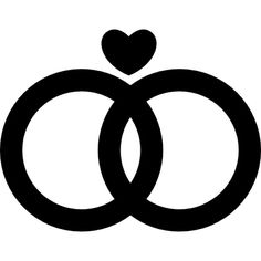 two rings with a heart in the middle and one is black on a white background