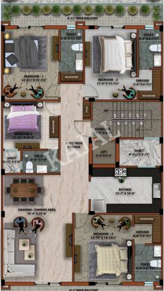 the floor plan for an apartment with two bedroom and one bathroom in each room,