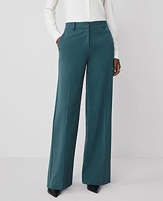 A modern must-have with a statement leg and flattering high waist. Front zip with button closure. Belt loops. Front off-seam pockets. Back besom pockets.,Leg Shape:Wide-Leg – a modern must-have with a statement leg and flattering high waist,Rise:High rise: sits 1/2" to 1" below natural waist,Imported:Imported,Fit:Relaxed & easy,Length:Full length: 31" inseam with 24" leg opening,Fabrication:62% Polyester, 34% Viscose, 4% Spandex,Garment Care:Machine Washable The Perfect Wide Leg Pant by Ann Tayl Mid-rise Bottoms For Workwear In Fall, Mid-rise Fall Workwear Bottoms, Mid-rise Formal Bottoms For Fall, Modern Mid-rise Workwear Bottoms, Modern Mid-rise Workwear Pants, Formal Mid-rise Bottoms For Fall, Mid-rise Bottoms For Office In Fall, Fall Mid-rise Wide Leg Pants With Welt Pockets, Fall Wide Leg Mid-rise Pants With Welt Pockets