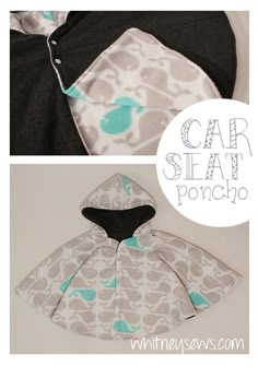 an image of a child's cape made out of fabric with the words car seat poncho on it